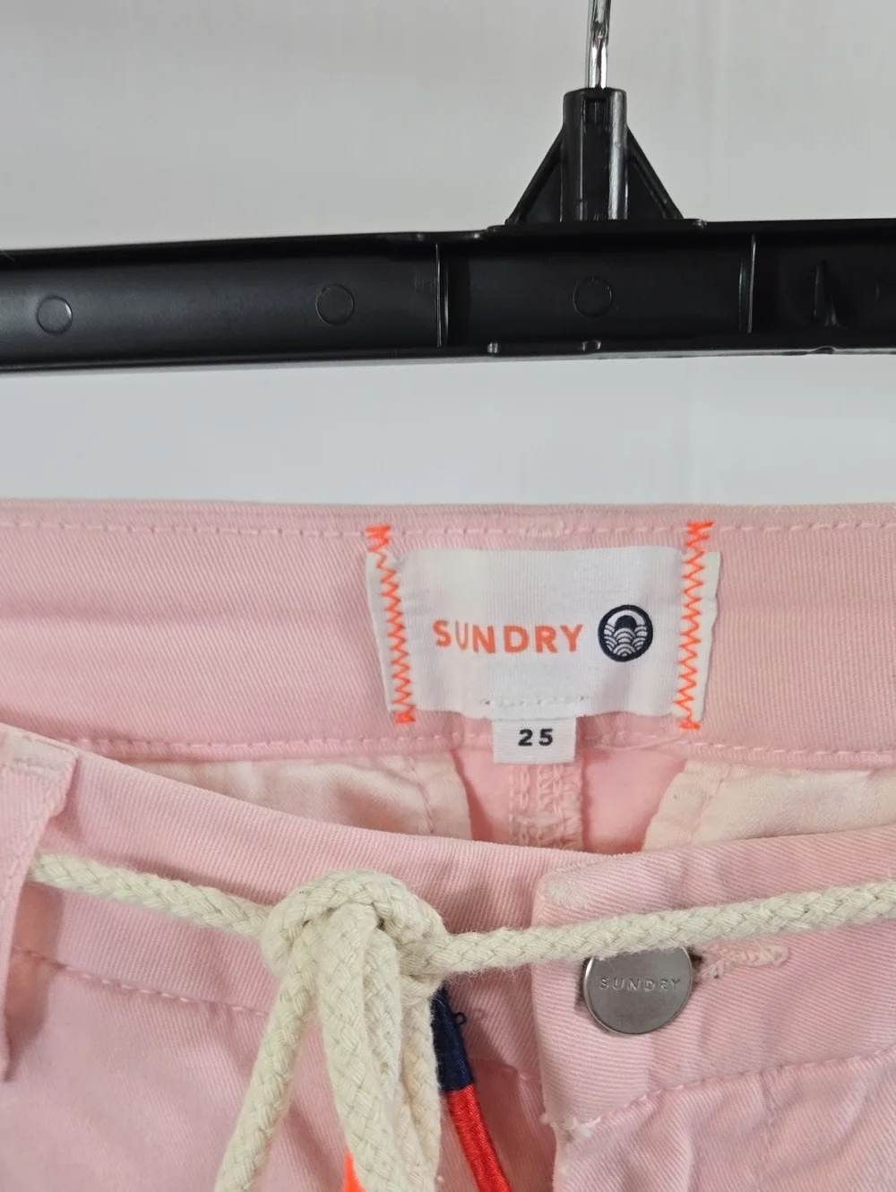 Sundry Light Pink Drawstring Pants with Branded Button 25